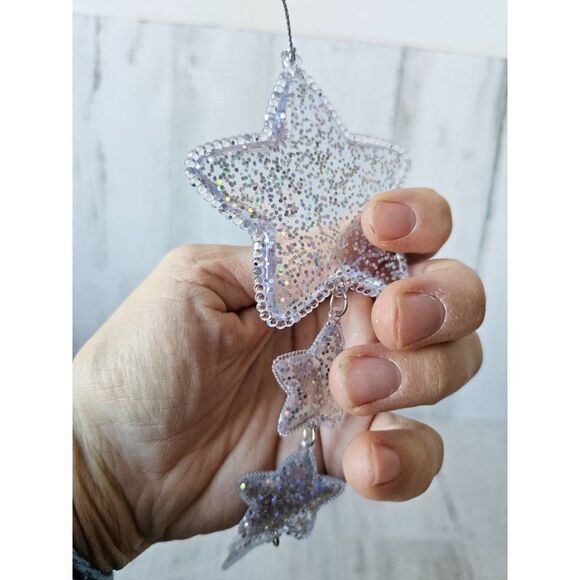 Glitter heart snowman star ornament Xmas tree - Picture 6 of 14
